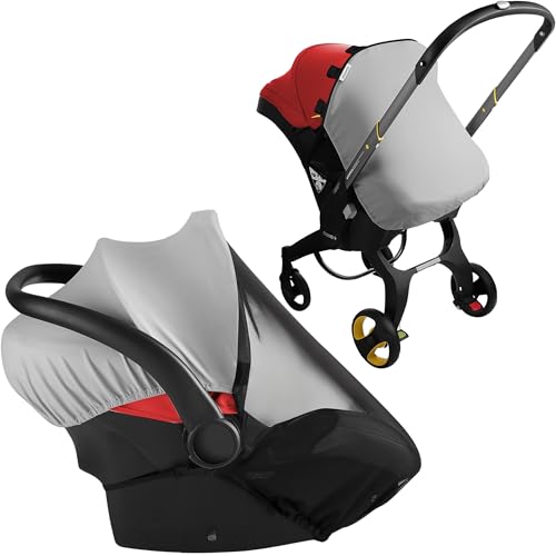 Image of Car Seat Cover Baby - Infant Newborn Carseat Cover for Summer - Doona Car Seat Cover - Mosquito Net for Car Seat - Breathable Sunshade Extension Canopy Bug Protector