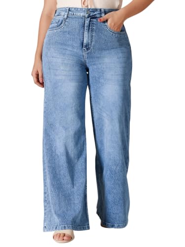 Image of Miss Chase A+ Women's Wide Leg Bootcut High Rise Stretchable Denim Jeans | Also Available in Plus Sizes | Sizes 26-44