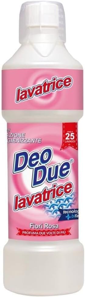 DEO DUE Testpaket Fiori Rosa, 3x Waschmittel 1Lt + 3x Weichspüler Konzentrat 1Lt + Beni Culinari Kostenloser Schlüsselanhänger