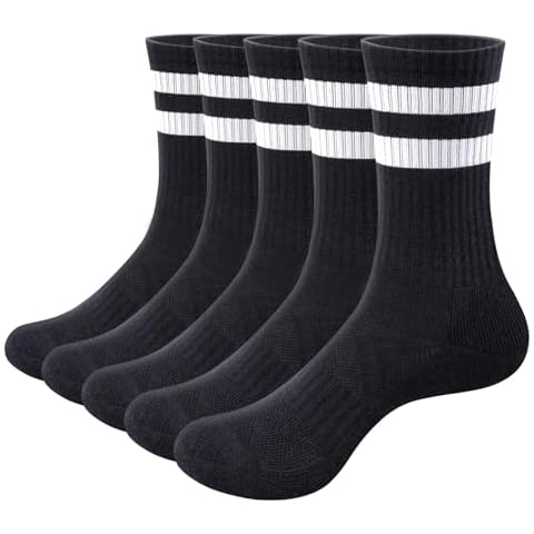 YUEDGE Men's Striped Cushioned Crew Socks Cover