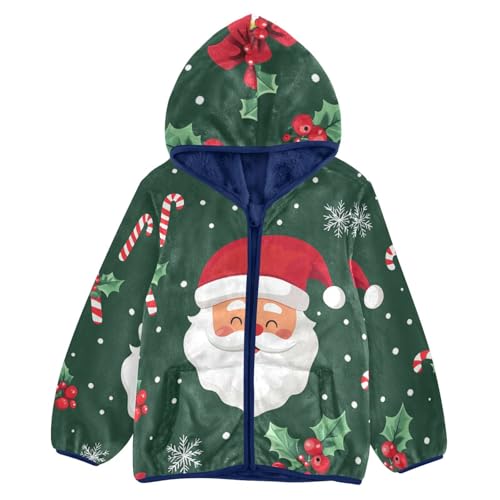 Santa Girls Fleece Jacket Girls Fall Jacket Girls Zip Up Hoodie Girls Sherpa Jacket 2-10T