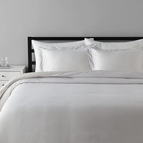 Image of AmazonBasics Microfiber Crosshatch Quilt /Duvet /Comforter Cover Set with 2 Pillow Covers (Queen, Grey) - 3 Pieces