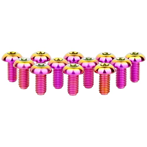 Image of 12Pcs Ti Titanium Bolts Torx M5x10 Bicycle Bike Disc Brake Cycle Rotor Screws Gr5 (Purple Gold)