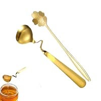 Alovez 2 Stück Gold Marmeladenlöffel Edelstahl Kaffeelöffel Marmeladenlöffel Hängender Marmelade Löffel für Marmelade, Joghurt, Honig, Sirup