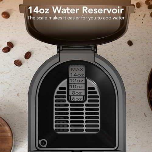 Image of Electactic Single Serve Coffee Maker, Dual Brew for Capsule & Ground Coffee, 5 Adjustable Sizes Up to 14 Oz, Compact Quick Brew with Adjustable Funnel Height, Easy Clean for Home /Office /Outdoor