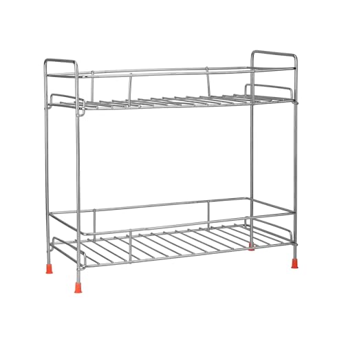 Zepdos Stainless Steel 2-Tier Kitchen Rack and Organizer Spice Rack for Kitchen, Spice Rack and Container Organizer Counter top Pantry Stand, Spices J
