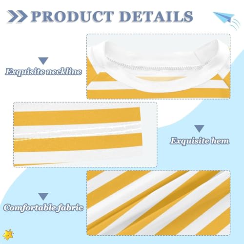CaTaKu Yellow Striped Boys Rash Guard Swim Shirts Toddler Quick Dry UPF 50+ Rashguard Short Sleeve 3-12T3