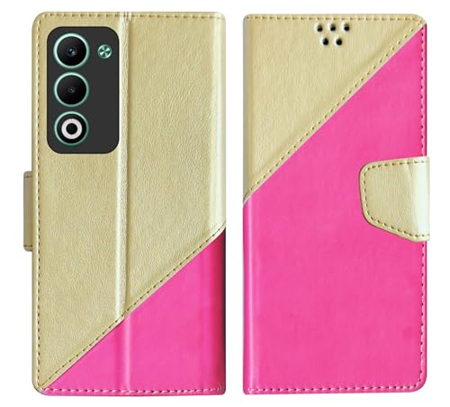Image of SBMS Flip Cover for Oppo K13x 5G / Oppo A5 5G 6.67 inch Back Cover Case with Magnatic Closure | Inbuilt Stand | Card & Money Pocket (MultiPink)