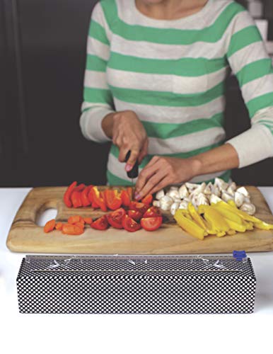Chicwrap Silver Dots Refillable Plastic Wrap Dispenser/Slide Cutter and 250' of Professional BPA Free Plastic Wrap