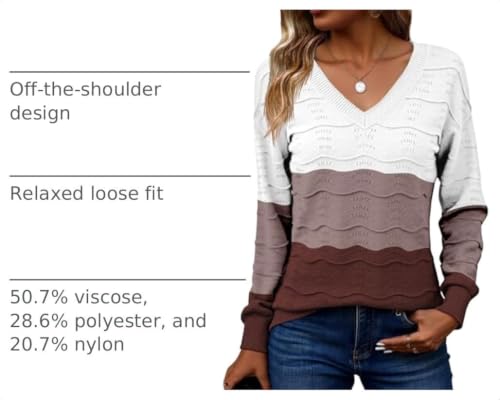 Zeagoo Fall Sweaters for Women 2026 Long Sleeve V-Neck Lightweight Crochet Pullover Sweater Loose Business Casual Shirts - image 4