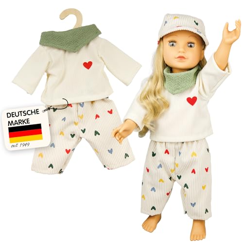 Heless 1516 - Puppenkleidung 'Herz-Konfetti', 3-teiliges Set mit Kordhose,...