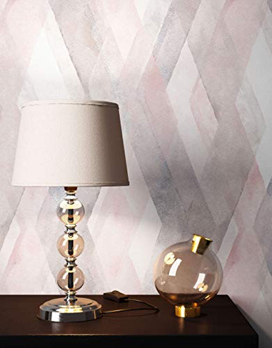 NEWROOM Papier peint Rose Losanges Intissé - Grafique Gris Blanc Modèle Moderne