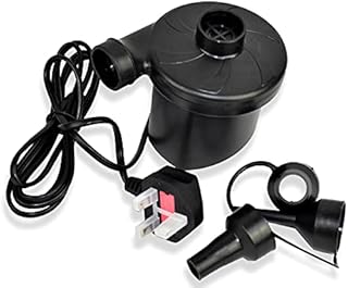 Vinsani Electric Pump, 150W High Power Electric Air Pump for Air Bed Mattress Inflatables Paddling Pool Beach Toys, AC 240V Quick-Fill Inflator Deflator with 3 Sizes Nozzle - Black