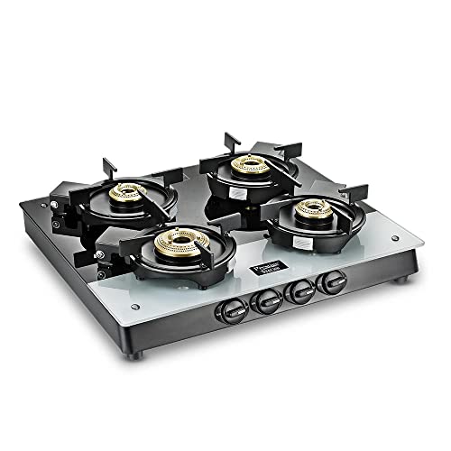 Prestige Svachh Duo Gtsd 04 Sq Toughened Glass With Liftable 4 Burners Gas Stove, Manual Ignition, Glass Ceramic, Black