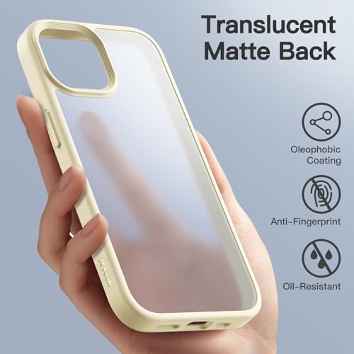 Image of JETech Matte Cover Case for iPhone 15 6.1-Inch, Shockproof Military Grade Drop Protection, Frosted Translucent Back Phone Cover, Anti-Fingerprint (Yellow)