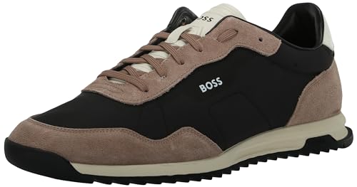 Image of BOSS Men's Zayn Low Profile Suede Leather Two Tone Sneaker
