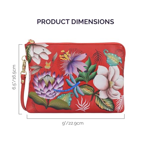 Anuschka Hand Painted Genuine Leather Wristlet Wallet - Crimson Garden4