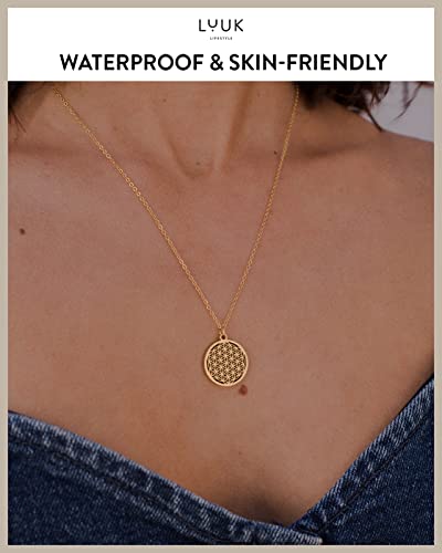 LUUK LIFESTYLE Stainless steel necklace with pendant and HAPPINESS card, 20” adjustable length, lucky charm, friendship chain, Valentine's Day gift, birthday, women's jewelry, silver, gold, rosegold3