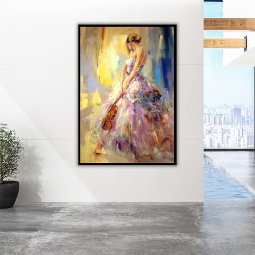 Tableau sur toile violoniste 80x120cm déco murale salon - 2