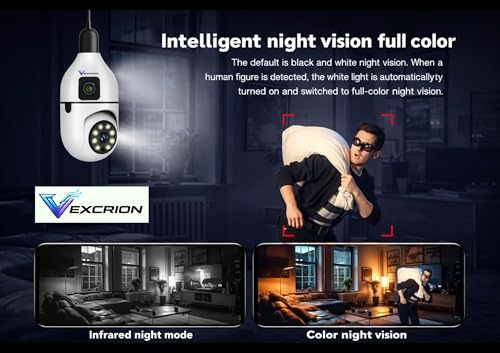 Image of 5+5MP HD Bulb PTZ WiFi CCTV Camera | Night Vision, 128GB Support