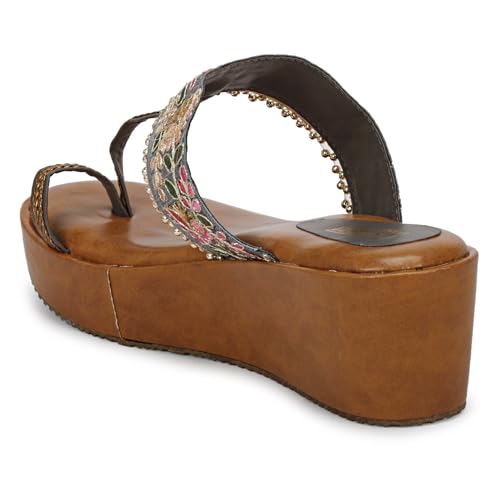 Image of Fabric Platform Low Heel Wedges For Women and Girls