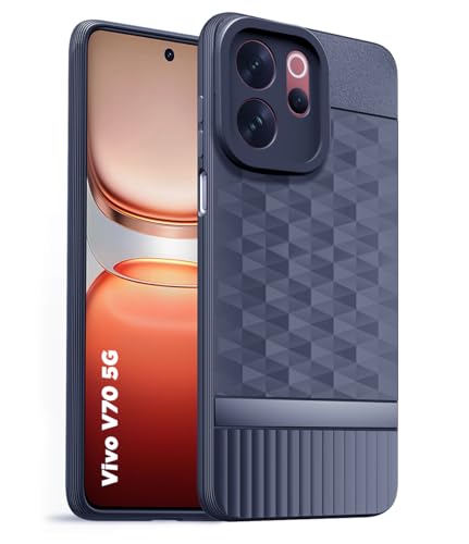 Image of Back Cover for Vivo V70 Elite 5G Camera Protection 3D Hexa Cube Design Silicone Protective Bumper Back Cover Case for Vivo V70 Elite 5G - Blue