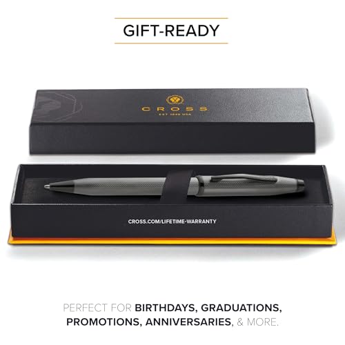 Image of Cross Century II Polished Slate Gray Engraved Diamond Pattern with Slate Gray PVD Appointments Refillable Ballpoint Pen - Medium Point, Black Ink, Presented in a Luxury Gift Box
