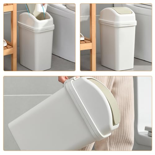 Caneca de basura pequeña con tapa basculante 6L gris miniatura 5