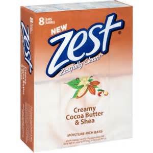 2 PKS OF ZEST CREAMY COCOA BUTTER & SHEA 8 x 3.2 OZ. BARS EACH PK.