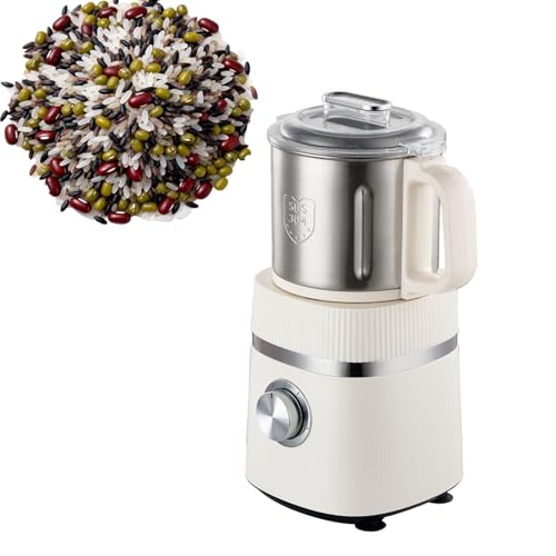 MObyat Molinillo De Grano Eléctrico De 500 W, Molinillo De Especias, 4 Velocidades Ajustables, 26000 RPM, Capacidad 800 G, Hoja De Acero Dorado De 4 Hojas, Diseño Separado, Fácil Vaciar Y Limpiar