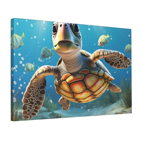 Impression sur toile de tortue de mer dessin animé pour salon 30,5 x 45,7 cm