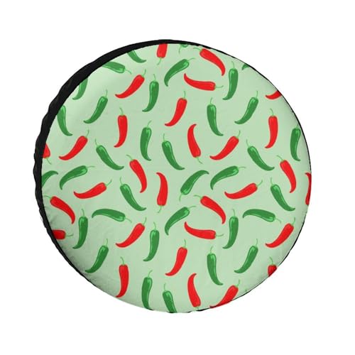 Green Chili Red Peppers Print Tire Cover Universal Fit for Vehicle SUV Trailers Trucks Oxford Cloth Spare Tire Wheel Soft Covers Camper Wheel Weatherproof Tire Protectors 24 Inch