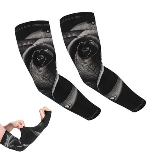 LZQPOEAS Arm Sleeves Gardening sleeves Black Rose Compression Sleeves for Men Women Sun Sleeves Cooling Tattoo Cover