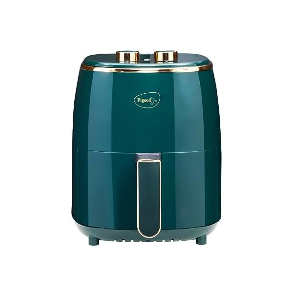 Pigeon Healthifry Manual Air Fryer, 360° High Speed Air Circulation Technology 1200 W with Non-Stick 4.2 L Basket - Green