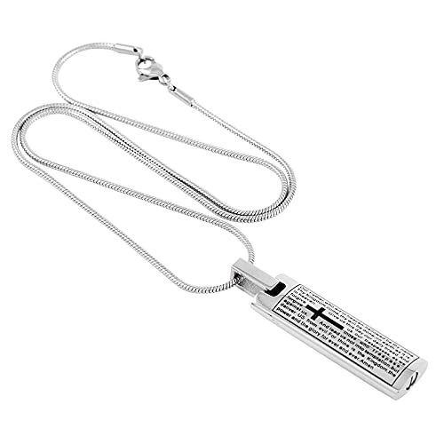 Bijoux en acier inoxydable commémoratif rectangle urne de cendres et collier - 3
