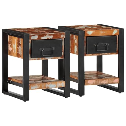Table de chevet multicolore en bois de manguier pour sublimer votre chambre bohème