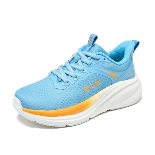 EQW Kids Wide-Width Running Shoes – Lightweight Breathable Cushioned Sneakers for Boys & Girls – Non-Slip Athletic Shoes for School & Play, Blue, 3 Wide Big Kid