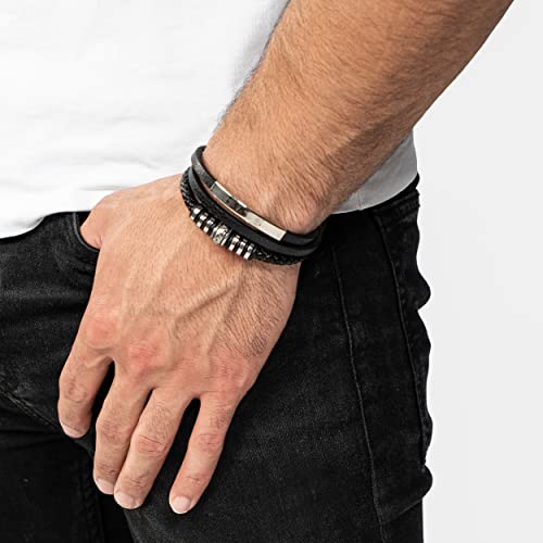 Image of SERASAR Premium Leather Bracelet Men | Stainless Steel Magnetic Clasp | Three Colors | Jewelry Box Included