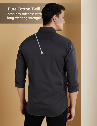 Image of Symbol Premium Men's Washed Cotton Twill Casual Shirt - Regular Fit | Pure Cotton (Available in Plus Sizes)