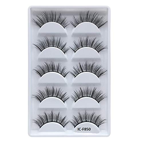 Image of 3D Mink Eyelashes - Natural, Soft, and Fluffy Wispy Lashes, False Eyelashes Natural Flared Eyelashes False Eye Lashes for Full Volume - Reusable, 5 Pairs F Series ICF850