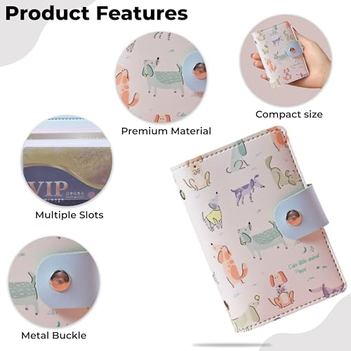 Image of Kraptick Card Holder Wallet - Slim Credit Card Holder, Visiting Card Organizer, Multi Slot Pocket Card Wallet with Secure Closure, Compact Travel Card Case (Animal Print)