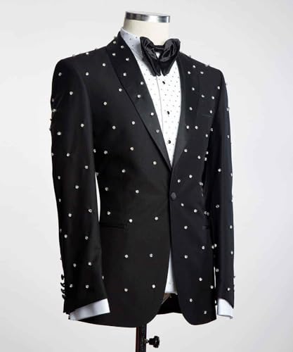 Men's Uniform Diamond Blazer Notch Lapel One Button Speech Suit Jacket Wedding4