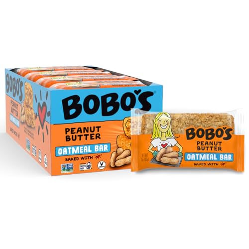 image for Bobo's Oatmeal Bars, Peanut Butter, Gluten Free Vegan Whole Grain Oat 