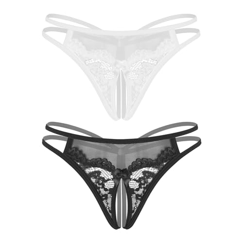 Image of Avidlove Women Lace Panties Floral Lace Briefs Mesh Hollow Out G-String Thongs T-back Underwear 1-4 Pack