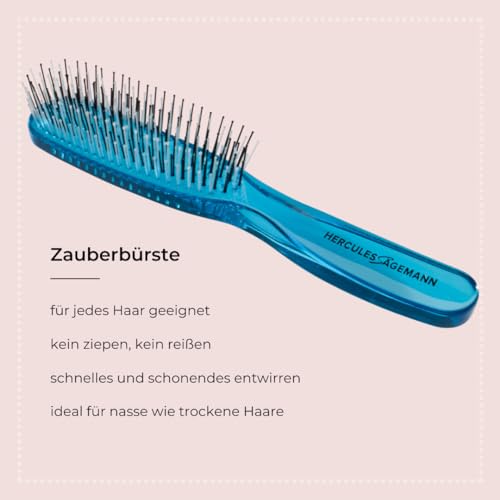 Foto von HERCULES SÄGEMANN - Zauberbürste Türkis | Hochwertige Scalp Brush für sanftes Entwirren ohne Ziepen. Ideal für Damen und Herren, geeignet für nasses und trockenes Haar. | Farbe: Türkis