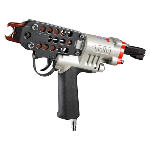 meite SC7C-I2 Pneumatic Hog Ring Gun 15 Gauge 3/4 Crown Hog Ring Pliers 5.5-6.0 mm Closure Upgrade Trigger Air C Ring Stapler for Mattress Seat Assembly Wire Cages and Fencing