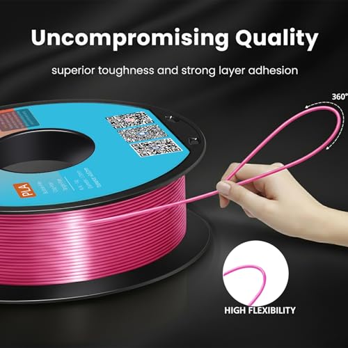 Image of Silk PLA Filament 1.75mm Pink (Magenta) 1KG, Shiny High Gloss Finish, Perfectly Wound, Accuracy + /-0.02mm 3D Printer Filament Vacuum Packaging