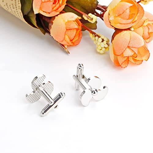 Set de Mancuernillas y Pasadores en Plata Forma Abanico miniatura 4