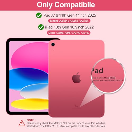 Image of COO 7 Color Backlit Keyboard Case for iPad 11th A16 /10th Gen | 7-Color Backlit Detachable Bluetooth Keyboard, Pencil Holder, Auto Wake /Sleep, 3 Angles, PU TPU Cover, Watermelon Red