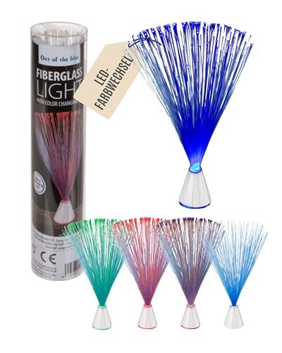Out of the blue - Fiberglasleuchte mit LED – stimmungsvolle Deko-Leuchte mit funkelndem Lichtpunkteffekt – kabelloses Ambientlicht ca. 21 cm für Wohnraum, Tisch & Regal